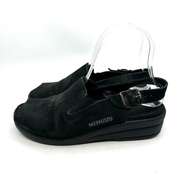 Mephisto Black Suede Open Toe Slingback Sandals Women's 8 US - Picture 2 of 9